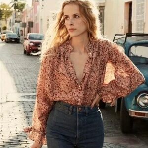 Doen Rose Blouse in Pink Valley Floral print